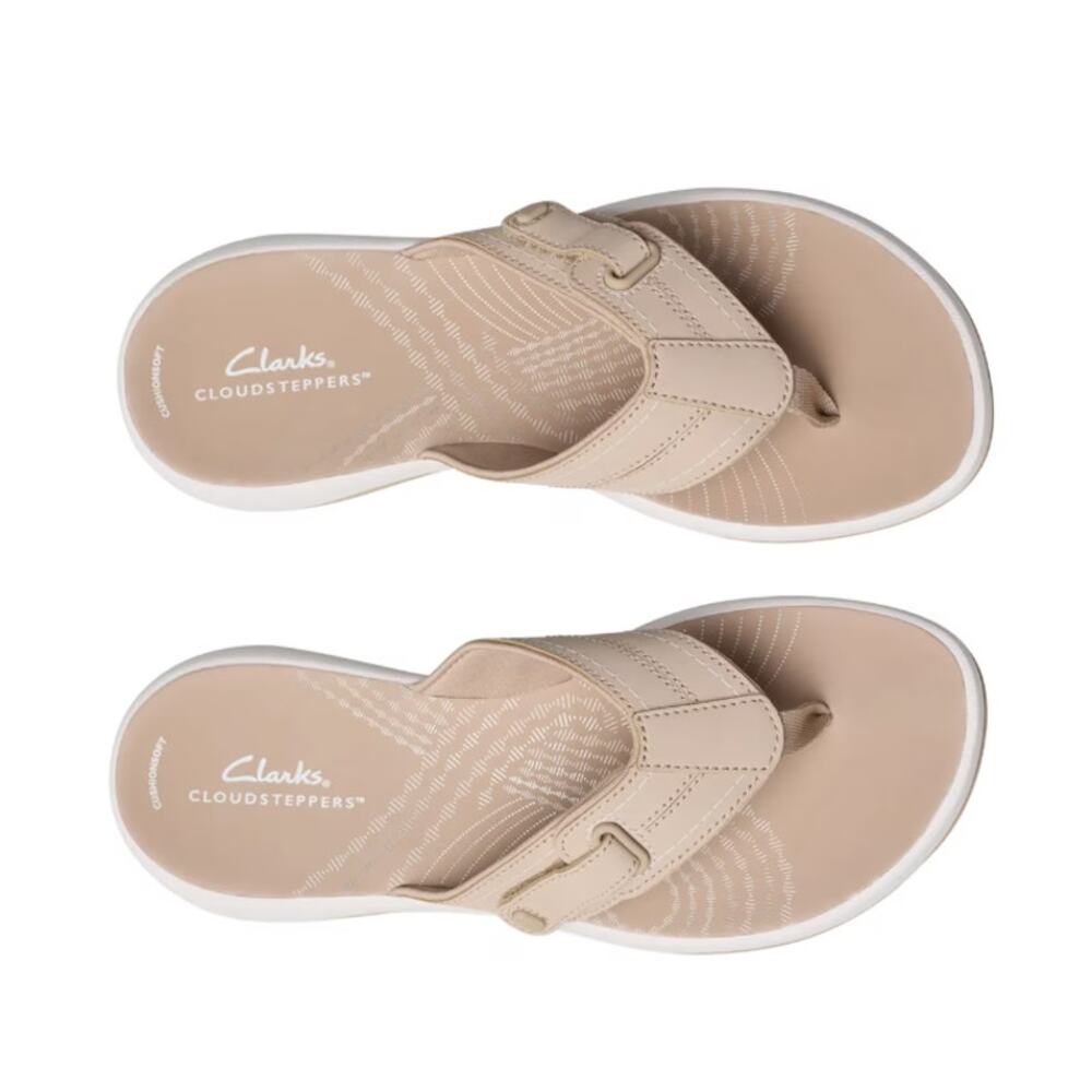 Clarks Sunmaze Loop Sandal Beige White Size 7
